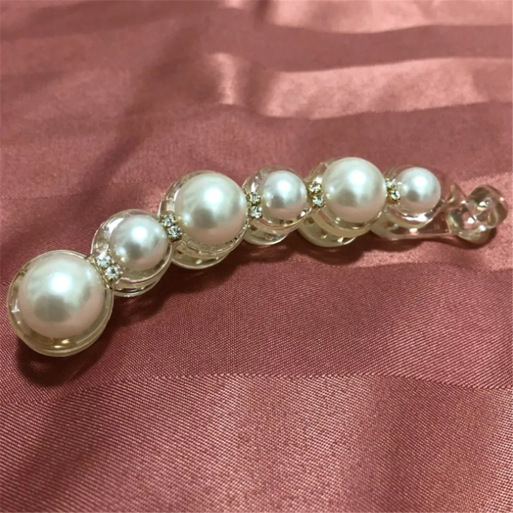 1Pc Pearls Hairpins Hair Clips Jewelry Banana Clips Headwear Women Hairgrips Girl Ponytail Barrettes Hair Pins Accessories