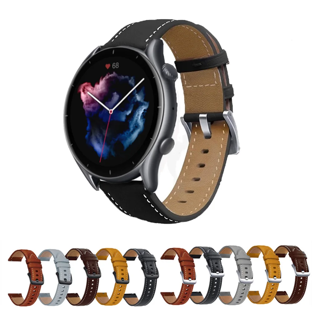 

22mm Genuine Leather Bracelet For Huami Amazfit GTR 3 3Pro Strap Business Watchband For Amazfit GTR 2 2E eSIM 47mm Wrist Band