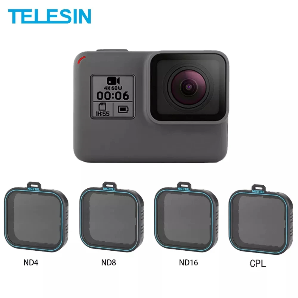 Telesin-conjunto de Filtros Polarizados para Câmera Compatível com Gopro Protetor de Lente Acessórios de Câmera de Ação Fotográfica Hero 6 5 9 8 7