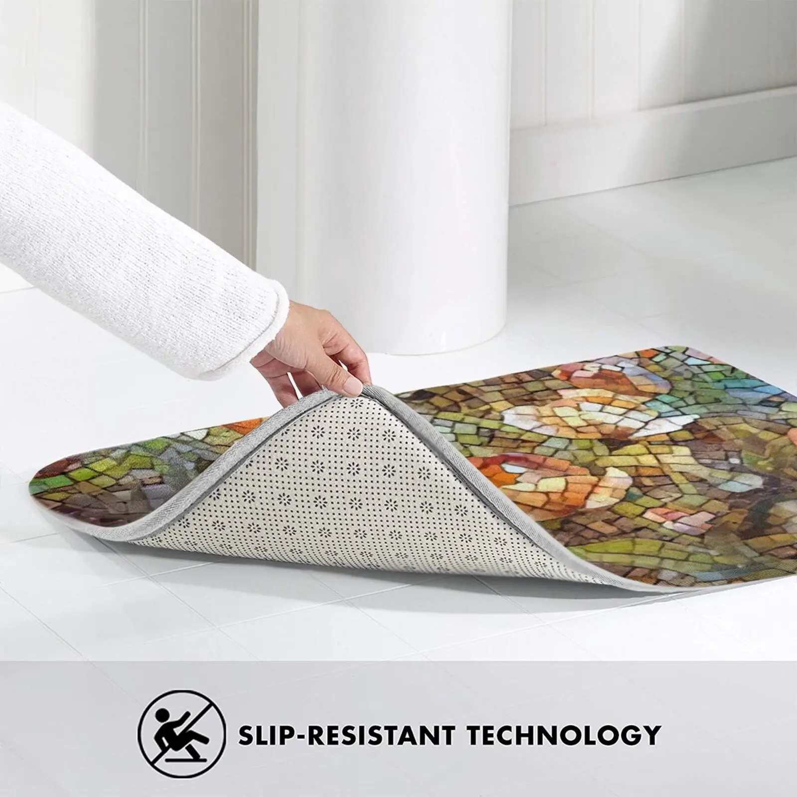 

" Bed Of Mosaic Tulips " - Digital Art Carpet Mat Rug Cushion Soft Abstract Art Graphic Art Visionary Art Bed Of