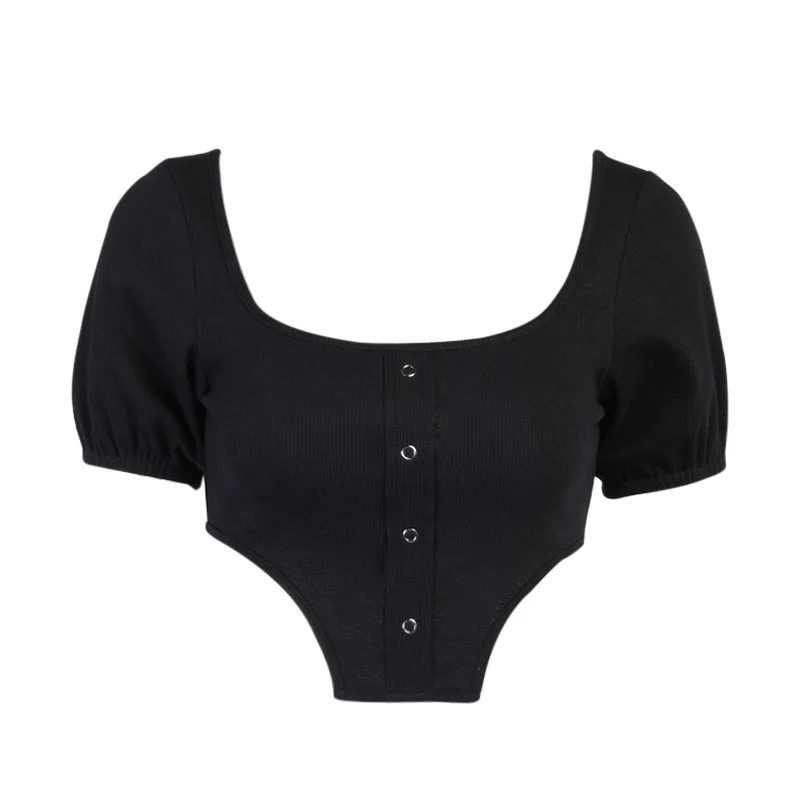 

XIYUU Summer Sexy square collar irregular short hem cropped Top Cami Women Camisole Simple Stretch Wild Basic Female Crop Top