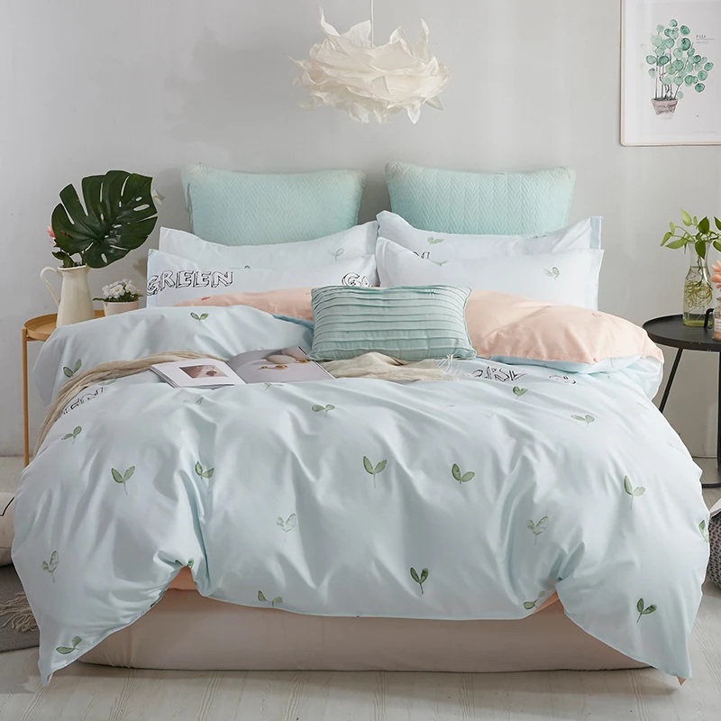 

Green Sprouts Bedding Set Duvet Cover Set Pillowcase Home Textiles 2/3pcs Bed Linen King Queen Size Dropship