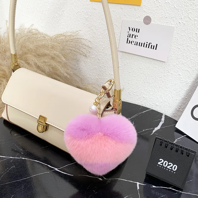 Высота каблука 10 см пушистым помпоном из меха кролика брелок для ключей с