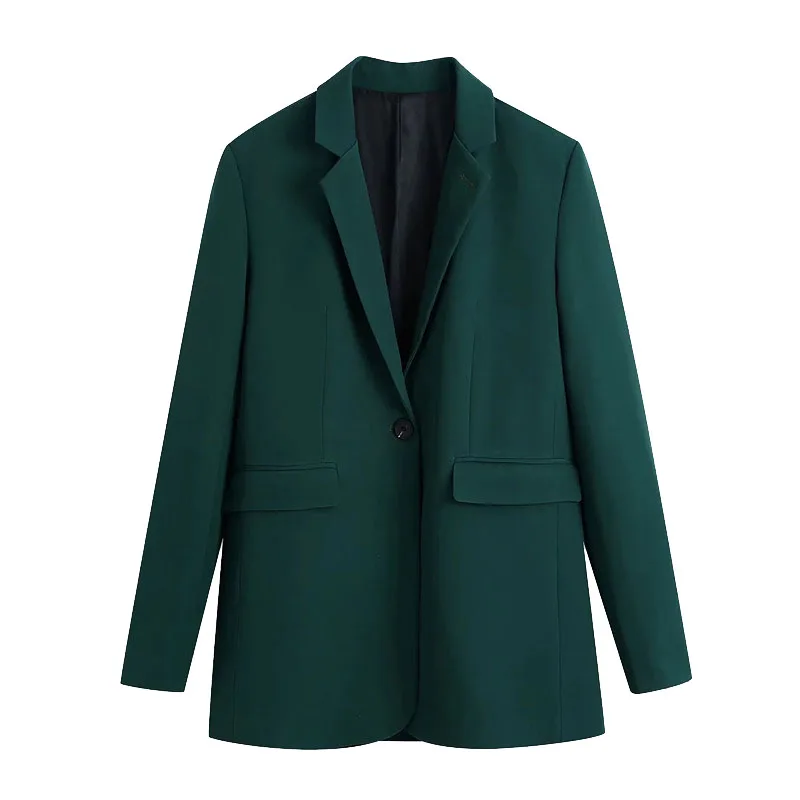 

Women 2021 Fashion Office Wear Single Button Blazer Coat Vintage Long Sleeve Back Vents Female Outerwear Chic Veste