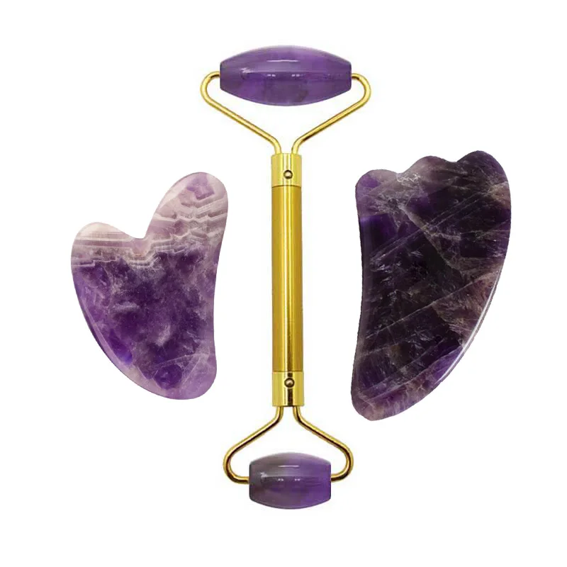 Массажер для лица из натурального аметиста 3 шт.|Массажные инструменты| |