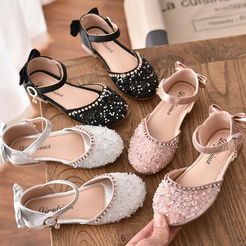 

Spring and Summer New Children's Fashion Baotou Girls Sandals Princess Broken Crystal Beef Tendon Bottom Kids Beach Shoes GS27