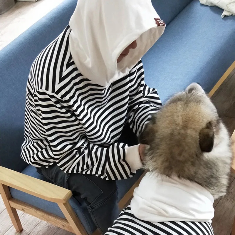 Полосатая одежда для собак для больших собак, для питомцев комплекты одежды осень-зима домашних животных собак Костюмы для больших собак костюм Лабрадор Бульдог