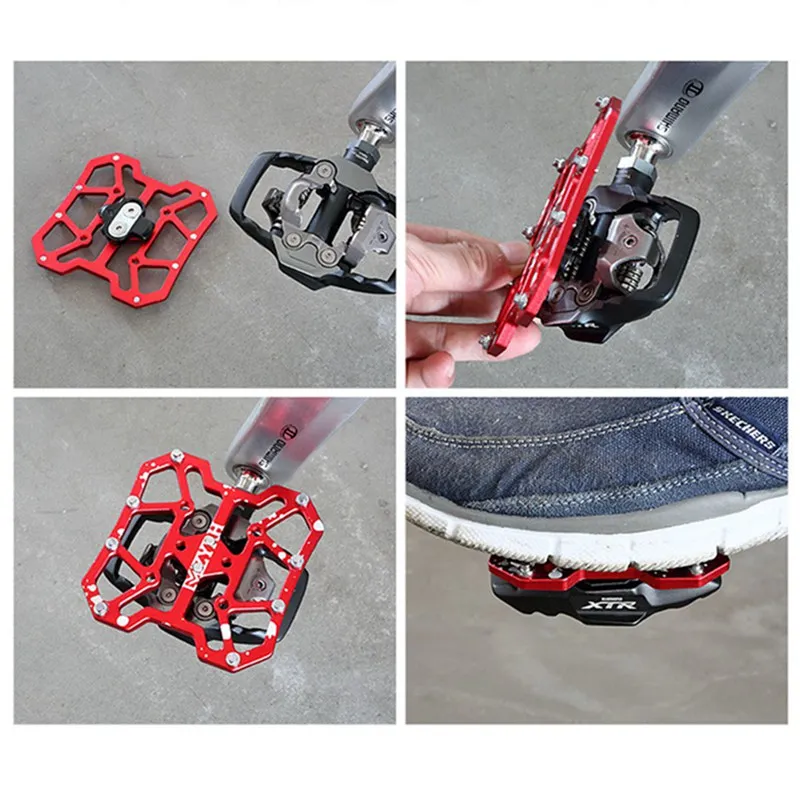 

2Pcs Bicycle Pedal Aluminum Alloy Flat Platform Adapter Conversion Universal Compatible MTB Road Bike Parts for SPD Shimano