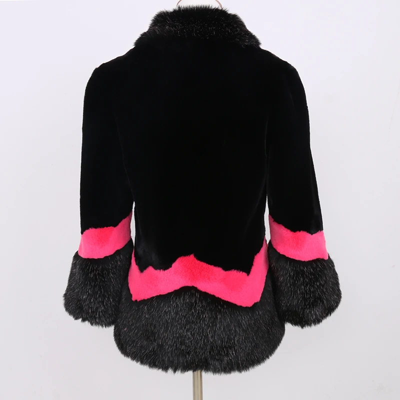 Nerazzurri faux fur coat women autumn winter fluffy color block furry patchwork fake fur jacket plus size fashion luxury clothes
