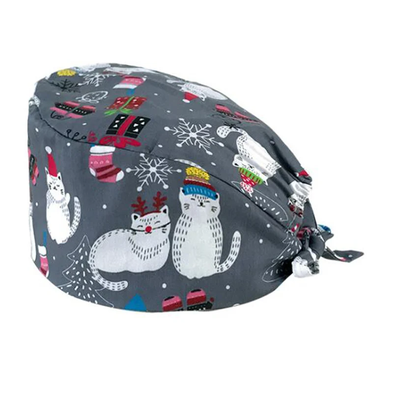 

Регулируемая шапка унисекс с принтом, шапки для работы в салоне красоты, хирургическая шапка, шапка для медсестры, эластичная женская шапка