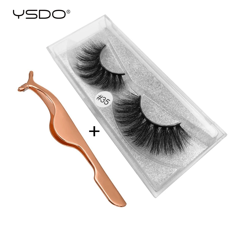 Ресницы натуральные длинные 3d норковые YSDO 1 пара + Пинцет для ресниц шт.