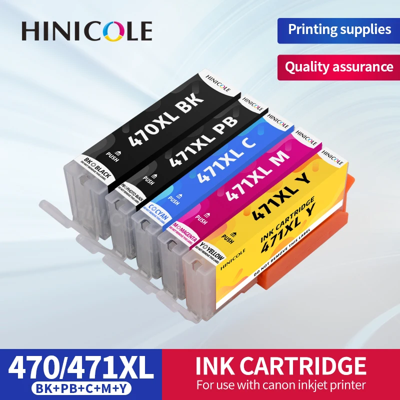 Hinicool-cartucho de tinta PGI-470, recambio de tinta compatible con Canon PIXMA MG5740...