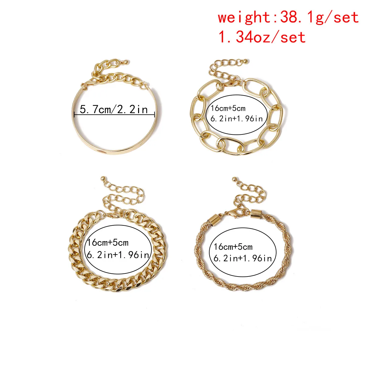 

Punk Curb Cuban Chain Bracelets Set for Women Miami Boho Thick Gold Color Charm Bracelets Bangles Fashion Jewelry