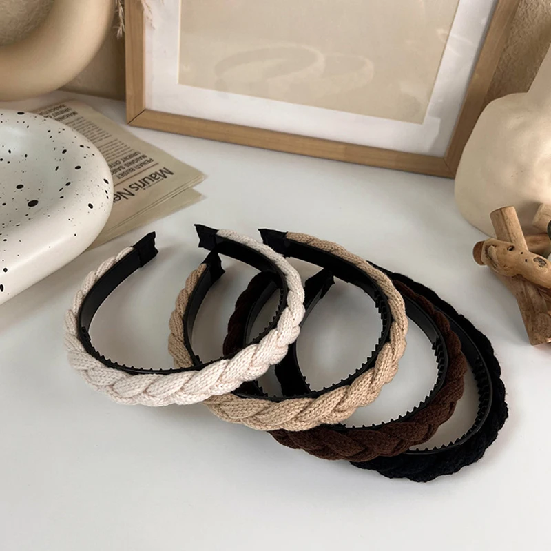 

Korean Version Coffee Solid Color Padded Headband Women's Girl Hairband Border Wide Bandana Headband Hair Accessories Headwear