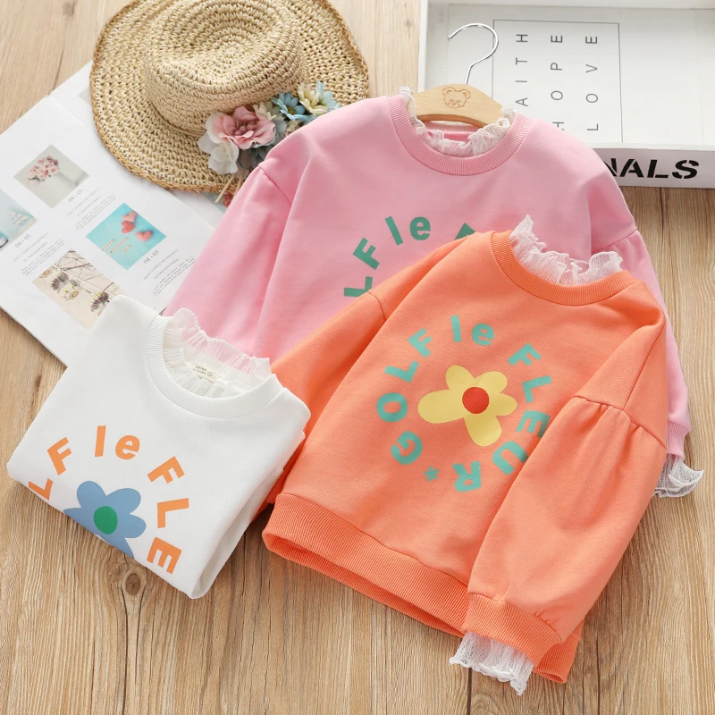 

Children's Sweatshirt 2019 Autumn New Baby Girl Cotton T Shirt Kids Long Sleeve Flowers Pullovers Top Tees Toddler Tee Shirts