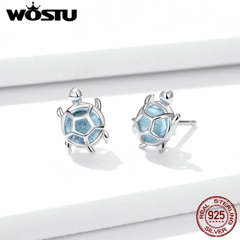 WOSTU хит продаж серебро 925 пробы морская черепаха изысканные серебряные серьги для