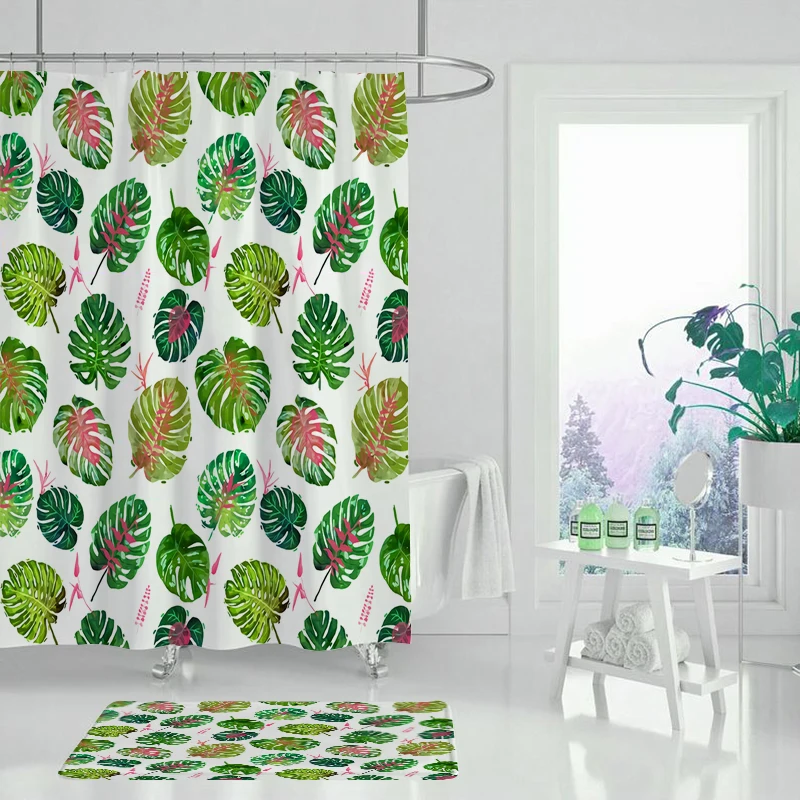 Растение из тропического леса занавеска для душа Monstera с изображением кактуса