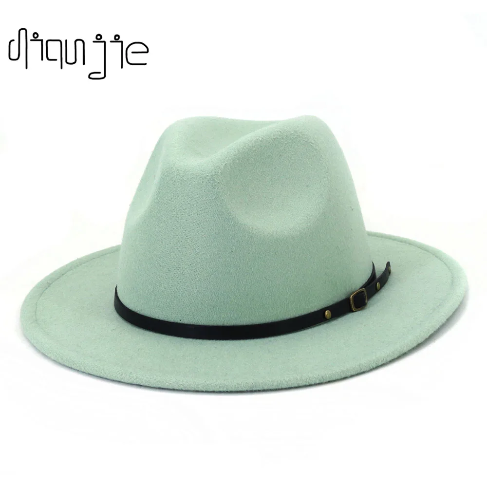 

2020 winter fedora hats for women fashion Flat wide Brim Wool Felt Jazz Fedora Hats for men red goth top vintage wedding Hat cap
