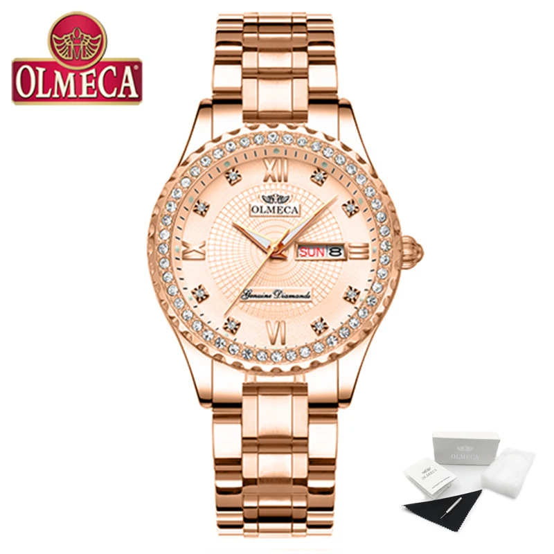 OLMECA женские наручные часы модные Авто Дата Роскошные Кварцевые часы Relogio Feminino часы 30 м водонепроницаемые часы светящиеся стрелки