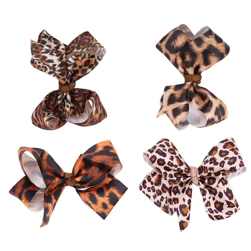 Заколки для волос с леопардовым принтом и большим бантом 4 шт.| |