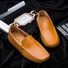 Туфли YRZL мужские деловые, классические кожаные, дышащие, без застежки, Мокасины, Классическая Повседневная обувь для бизнеса, размеры 38-47