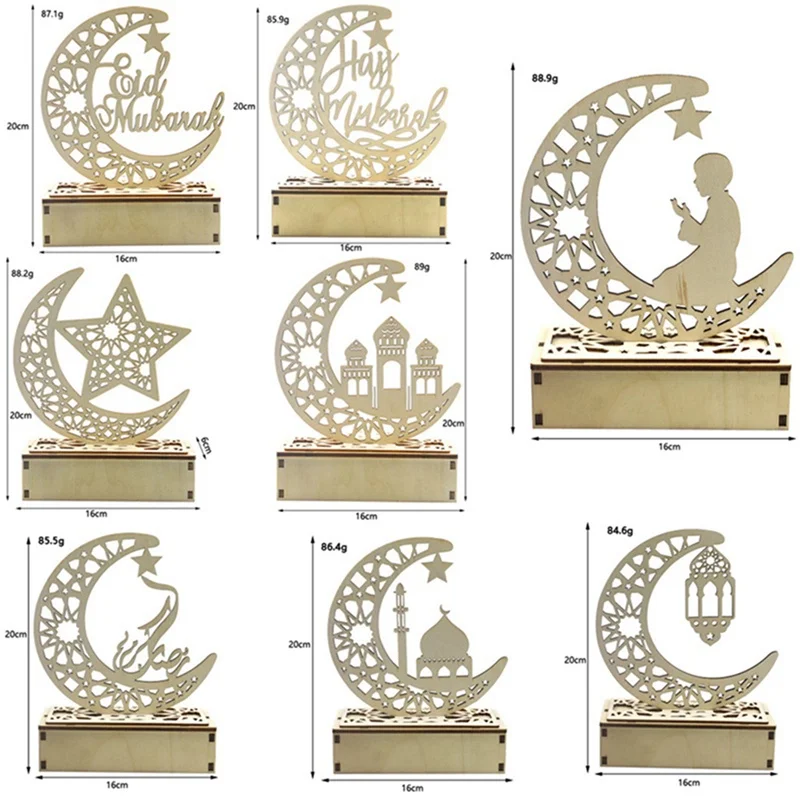 

Ramadan Decoration Wooden Pendant With LED Candle Light Mubarak Ramadan Decorations Home Islamic Muslim Party Eid Decor