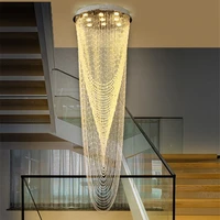 luxury staircase chandelier lighting crystal tassel indoor lighting restaurant lobby cristal lights living room loft hanging lam