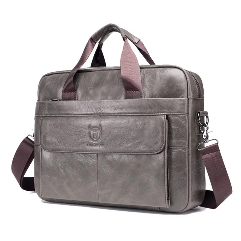 

Large Capacity Buniness Men's Cowhide Leather Handbag Briefcase Waterproof 15.6 inch Laptop Bags Zipper Shoulder Messenger Bag
