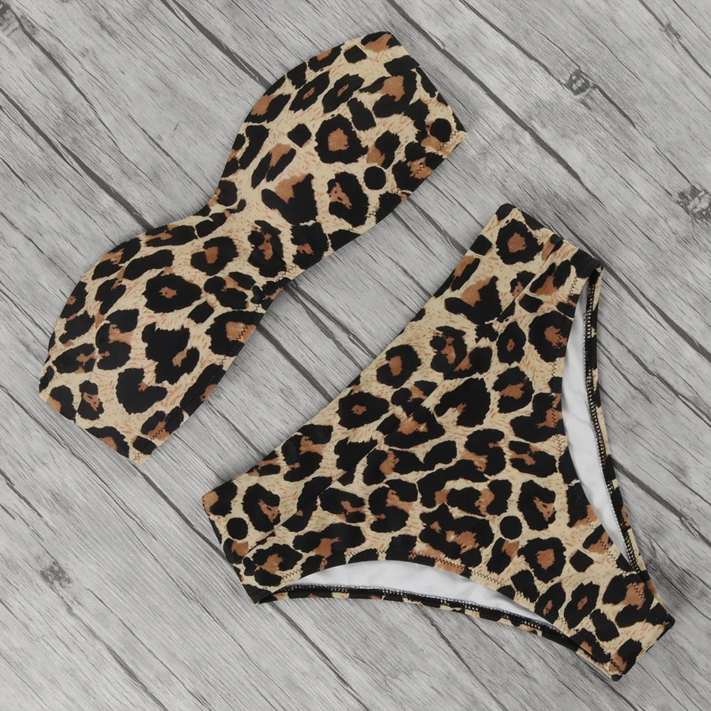 Женский леопардовый купальник с чашками пуш-ап | Спорт и развлечения