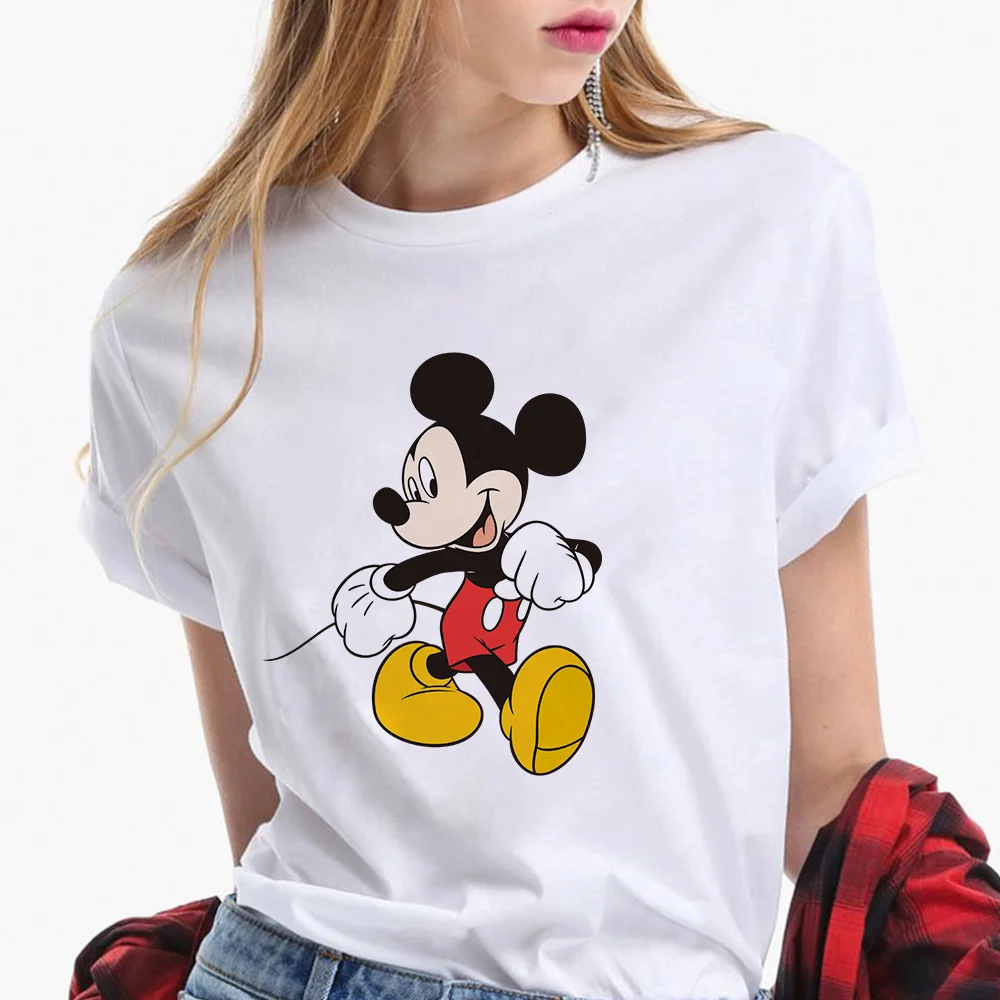 

Disney Cartoon Mickey Tshirt Tees Summer Casual Women White T-shirts Fashion Harajuku Short Sleeve Tshirt Women's Clothing
