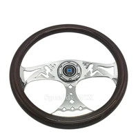 universal car sports drifting steering wheel 15 380mm solid wood peach wood racing steering wheel with n logo horn button