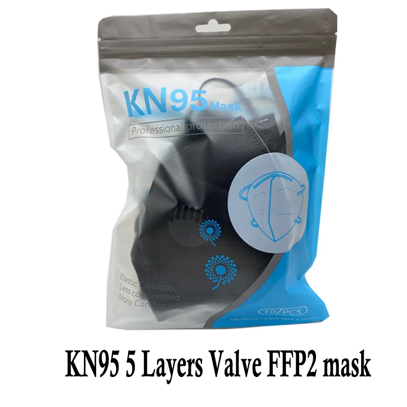 

Маска kn95 ffp2reuse, черная маска с клапаном, 1-100 шт.