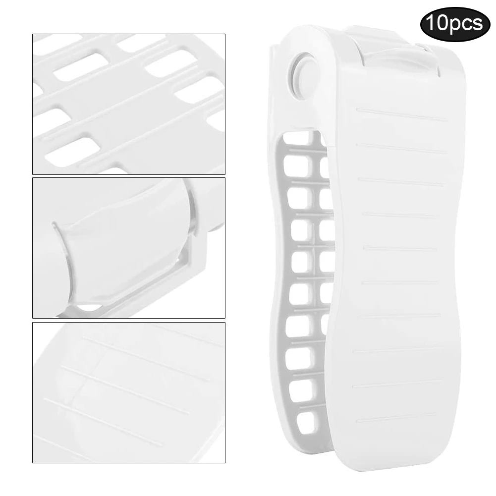 

Новинка; 10 шт. пластиковая обувь стойки двойной Слои регулируемые полки для обуви, органайзер, хранилище, сумочка, держатель Экономия простр...