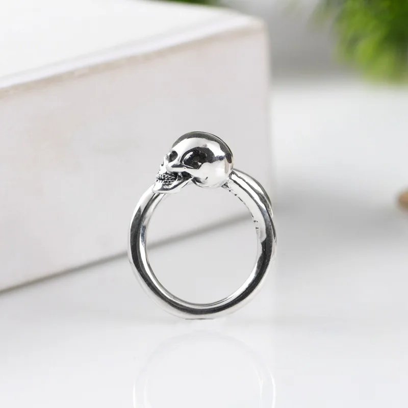 

S925 Sterling Silver Punk Rings Hand Make World War Second Army Fan Medal Honor Pure Argentum Skull Jewelry for Men and Women
