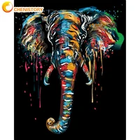 chenistory colorful elephant animal painting by numbers kit for adults diy framed acrylic paint draw on canvas home decor photo