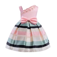 new girls dress pearl childrens summer dresses little girls one shoulder temperament striped dress girl summer clothes