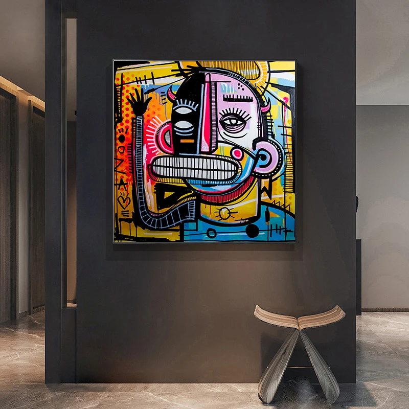 Абстрактная Картина на холсте с граффити настенные постеры и принты красочная