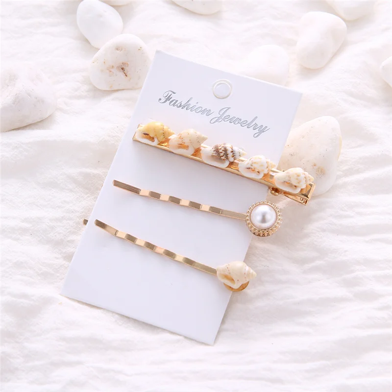 Модная Имитация Жемчуга Заколка для волос набор ракушек заколка с кристаллами