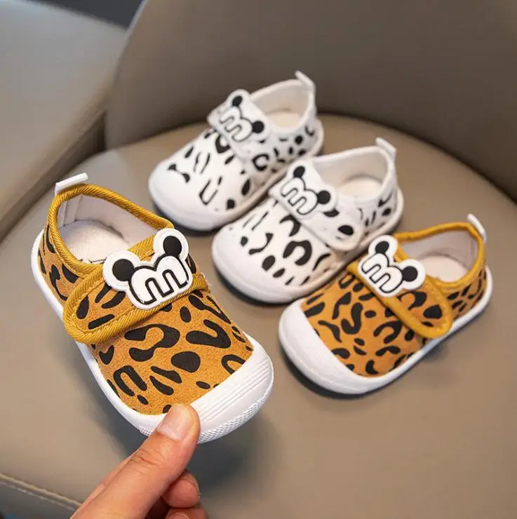 

Boy Girl Toddler Shoes Baby Non-slip Leopard First Walker 16-21 White Brown TX01