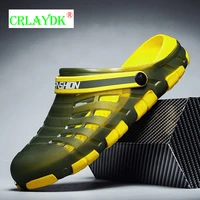 crlaydk fashion hollow out sandals men garden shoes beach slippers soft sole casual outdoor walking slip on comfort flat slides
