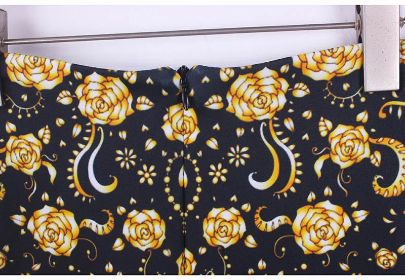 Великолепная Женская юбка-карандаш с золотым цветочным принтом единорога модель