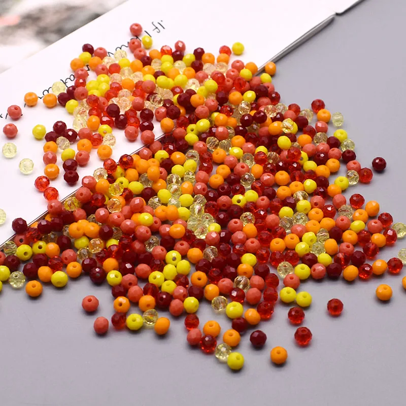 

4mm Mixed Color Crystal Glass Beads Rondell Faceted Glass Beads Loose Spacer Beads for Jewelry Making DIY