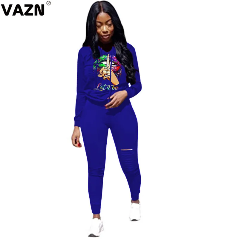 Женский спортивный костюм VAZN размера плюс Повседневный Топ с капюшоном и