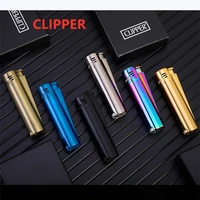 clipper windproof lighter portable metal butane gas blue flame torch inflatable lighter cigarette accessories men gift
