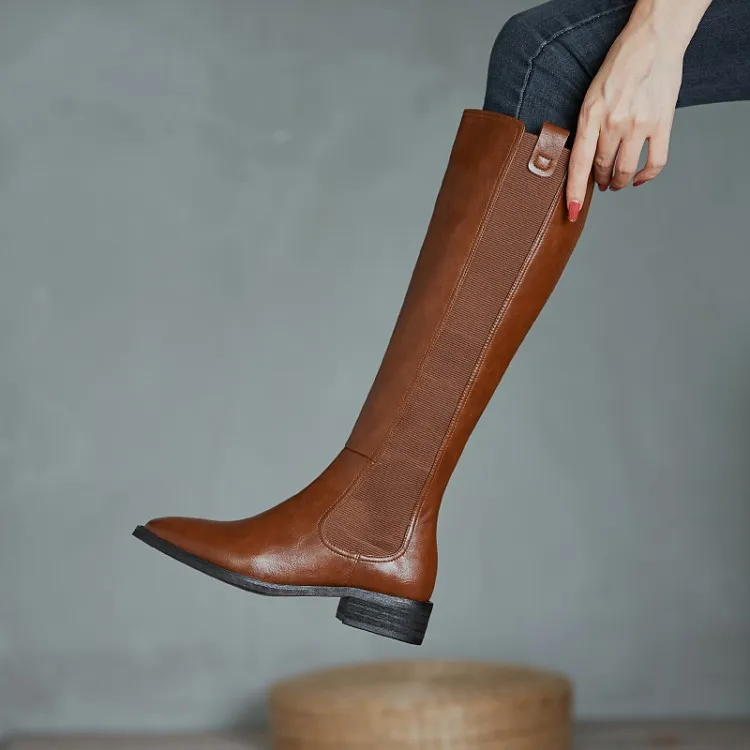 Женские коричневые сапоги ручной работы для верховой езды зимние мотоциклетные