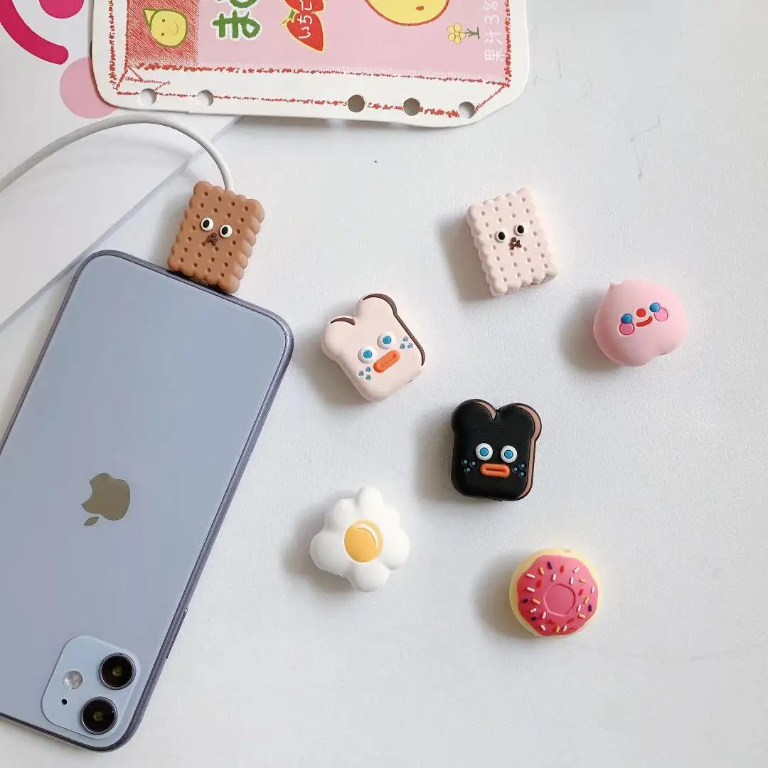 new 1pc cute cartoon animal cable protector for iphone usb cable bite chompers holder charger wire organizer phone accessories free global shipping