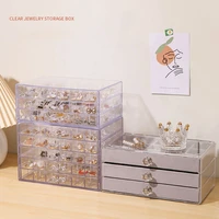 jewelry storage box storage organizer earrings necklace diamond display stand flannel drawer transparent plastic box acrylic