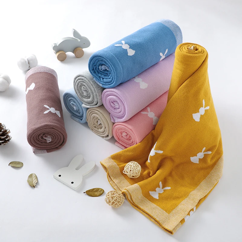 

Newborn Baby Blanket Cotton Knitted Infant Bed Sleeping Covers Quilts 100*80CM Toddler Boy Girl Stroller Wrap Swaddle Super Soft