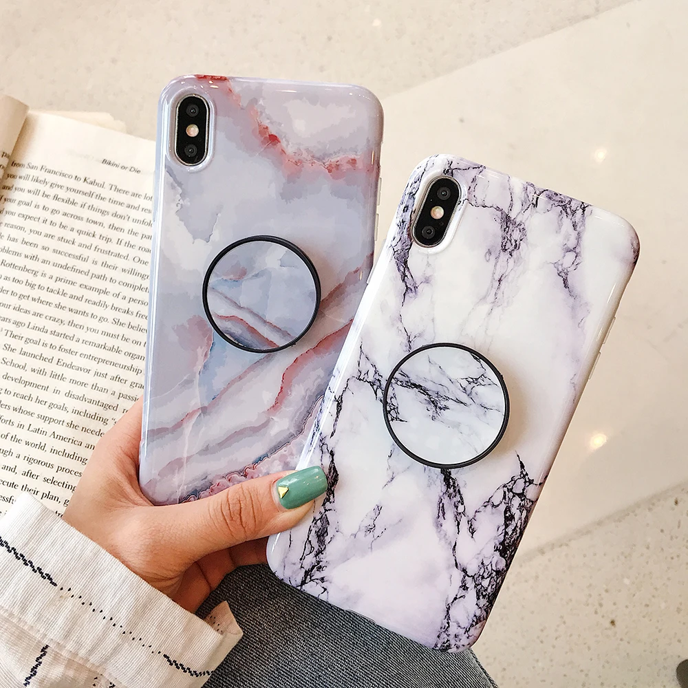 Классический Мрамор Стенд кожаный чехол для телефона с держателем для iPhone 11 Pro Max XR X XS макс 7 8 6S плюс Чехол Мягкий IMD для задней панели телефона с откидной крышкой