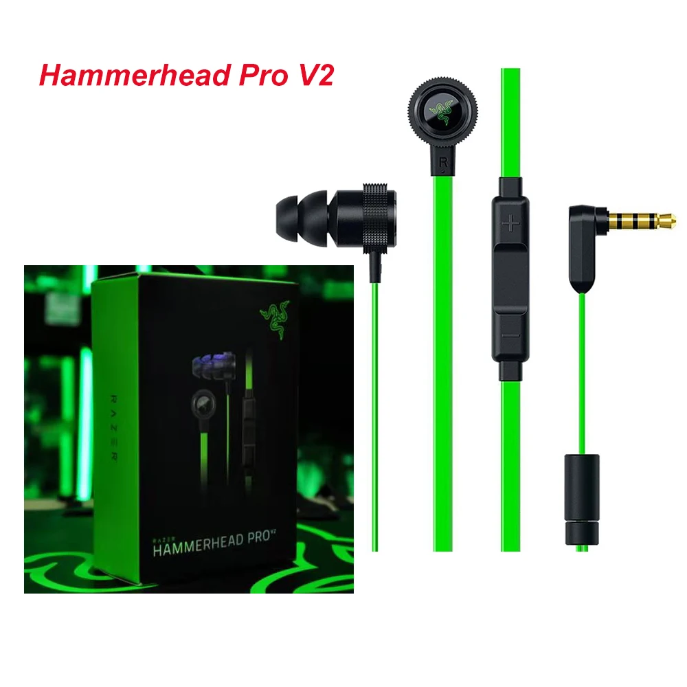 wired earphones For Razer Hammerhead Pro V2 In-Ear earphone With Mic Headset Gaming high quanlity headphones | Электроника